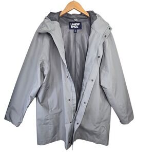 Lands End Mens Gray Windbreaker Rain Jacket SZ XL Gorpcore Hood Hiking Outdoor